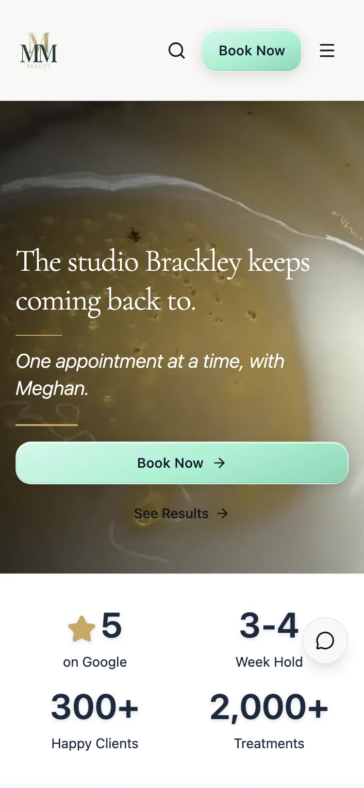 MMM Beauty website mobile view