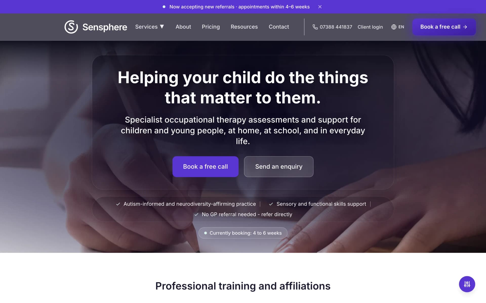 Sensphere clinical platform website preview