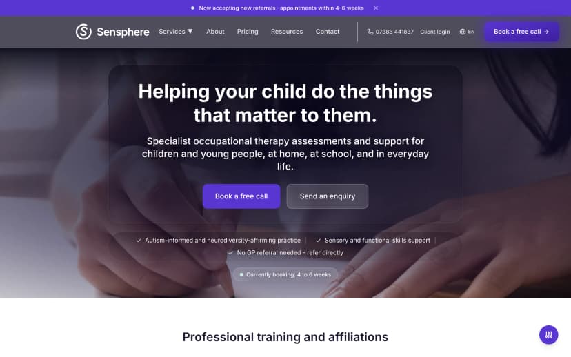 Sensphere website by Doman Digital
