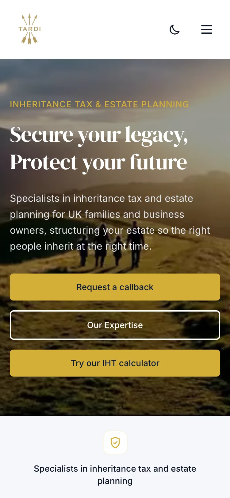 Tardi Group website mobile view