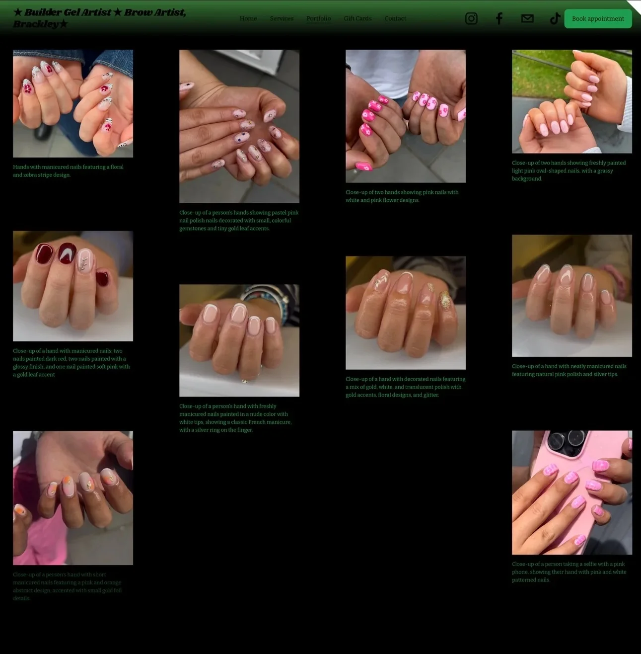 MMM Beauty portfolio page - before (old site)