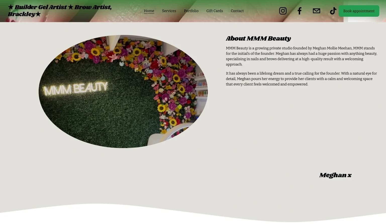 MMM Beauty about page - before (old site)