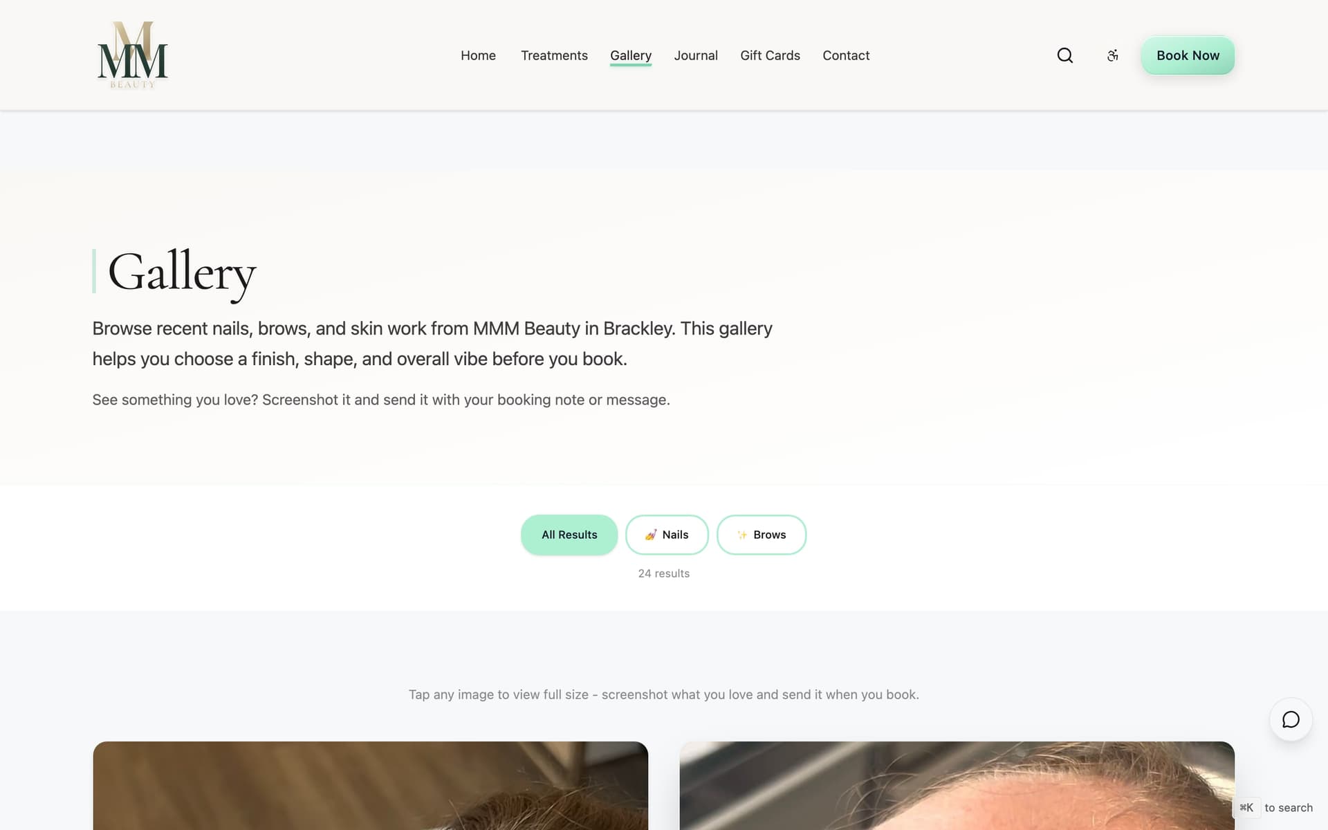 MMM Beauty gallery page - after (new site)