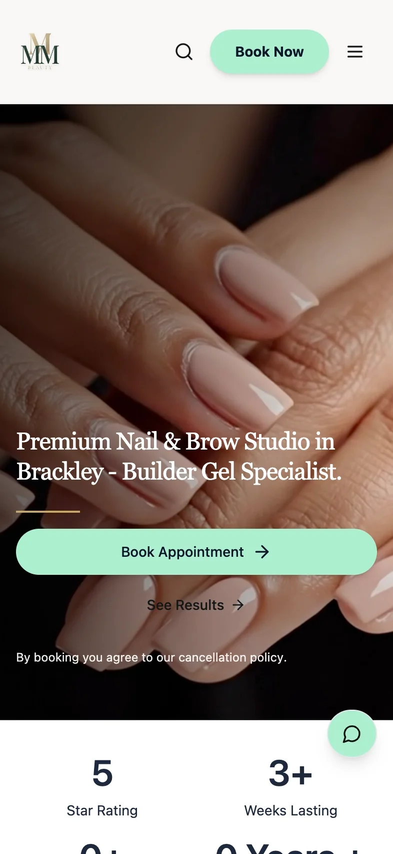 MMM Beauty website mobile view