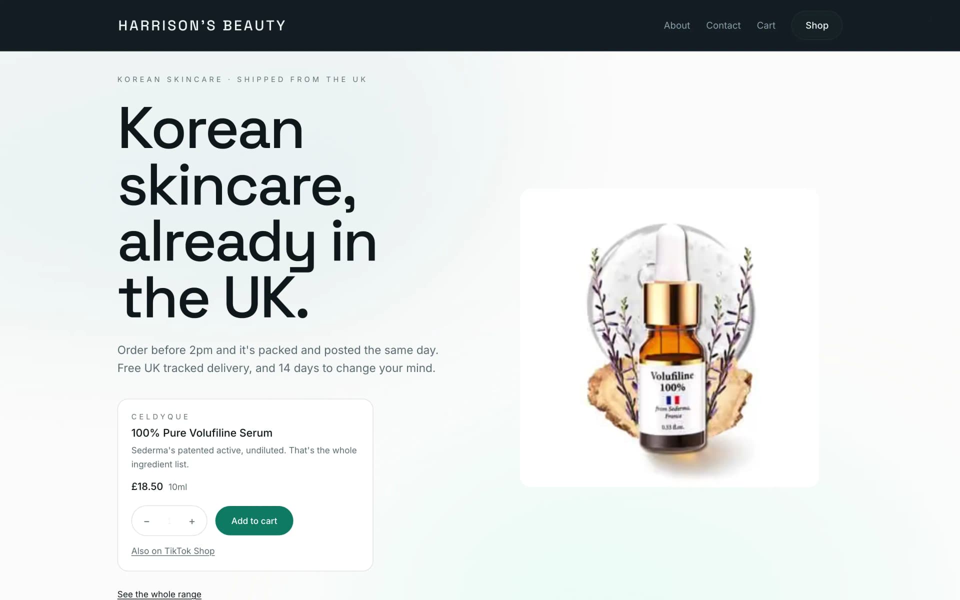 Harrison's Beauty website desktop view