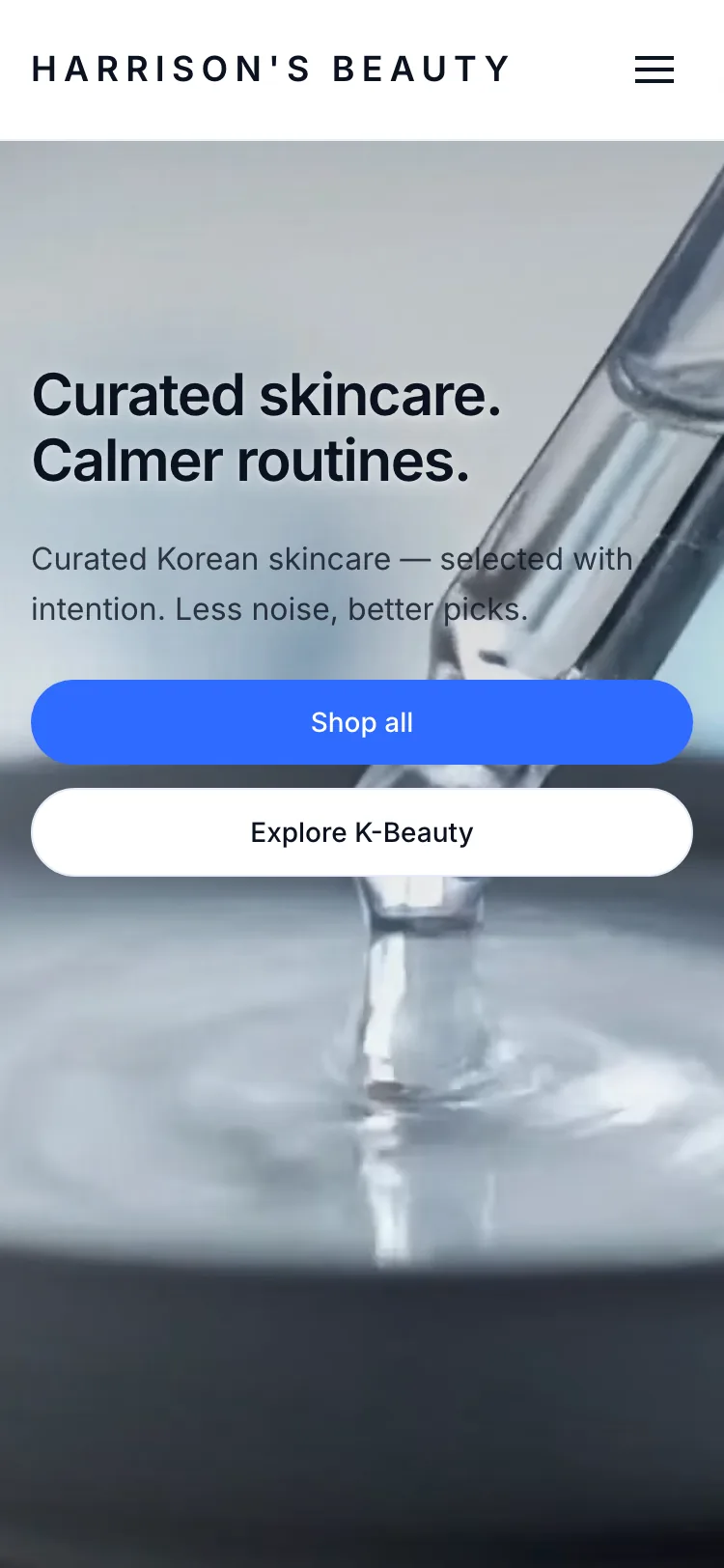 Harrison's Beauty website mobile view