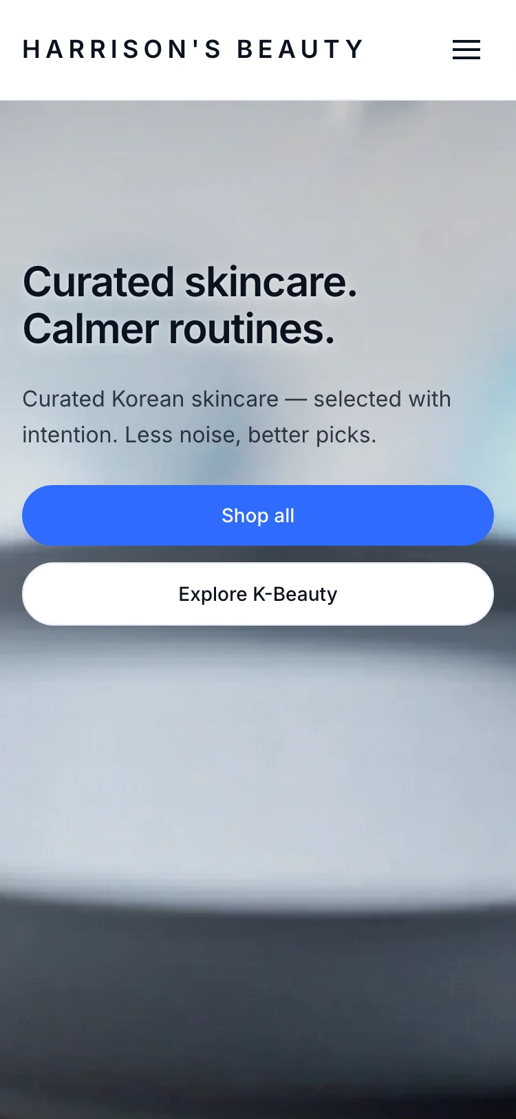 Harrison's Beauty website mobile view