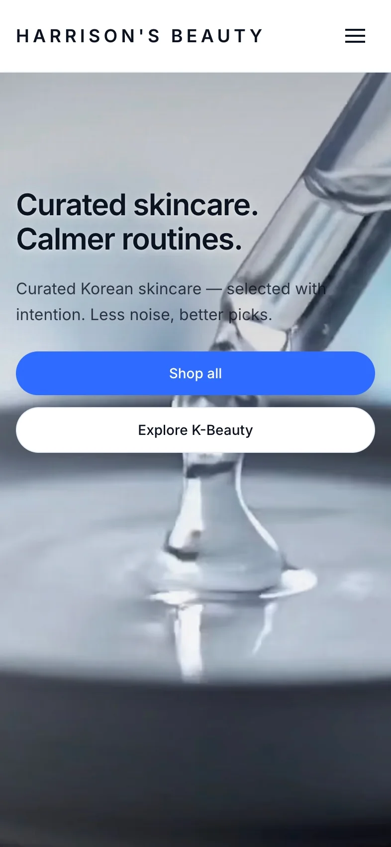 Harrison's Beauty website mobile view