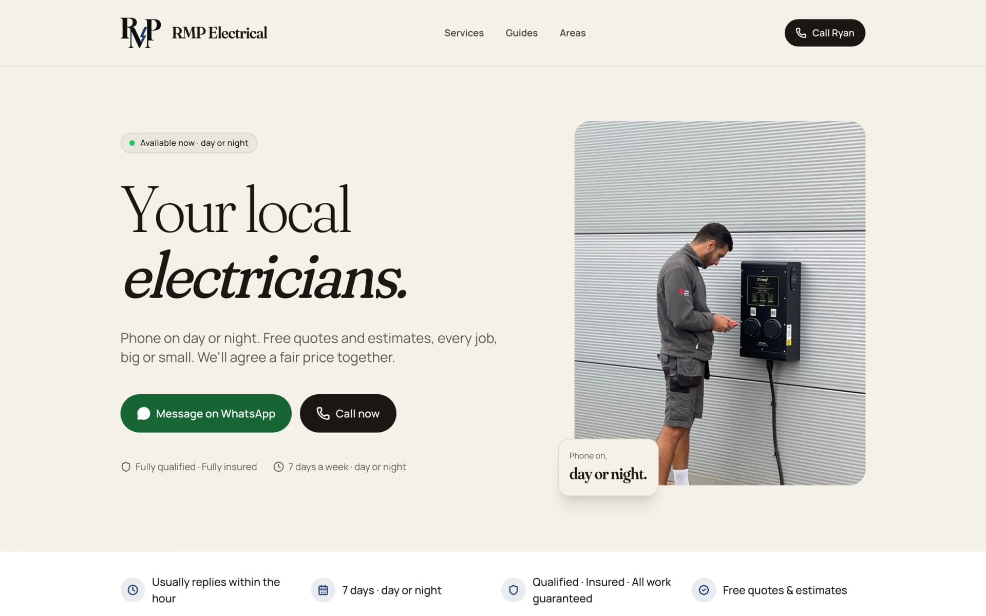 RMP Electrical website desktop preview