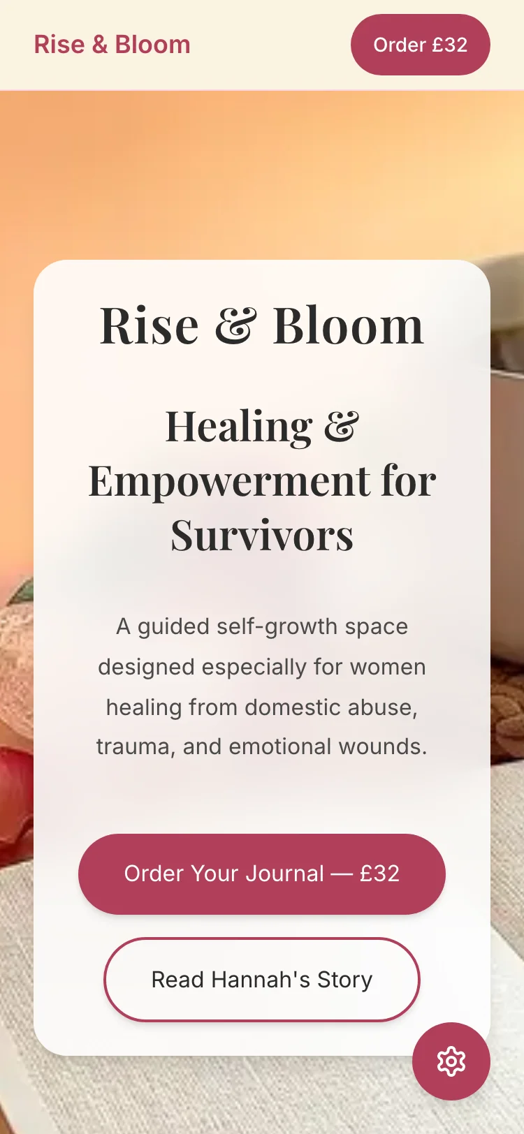 Rise & Bloom website mobile view