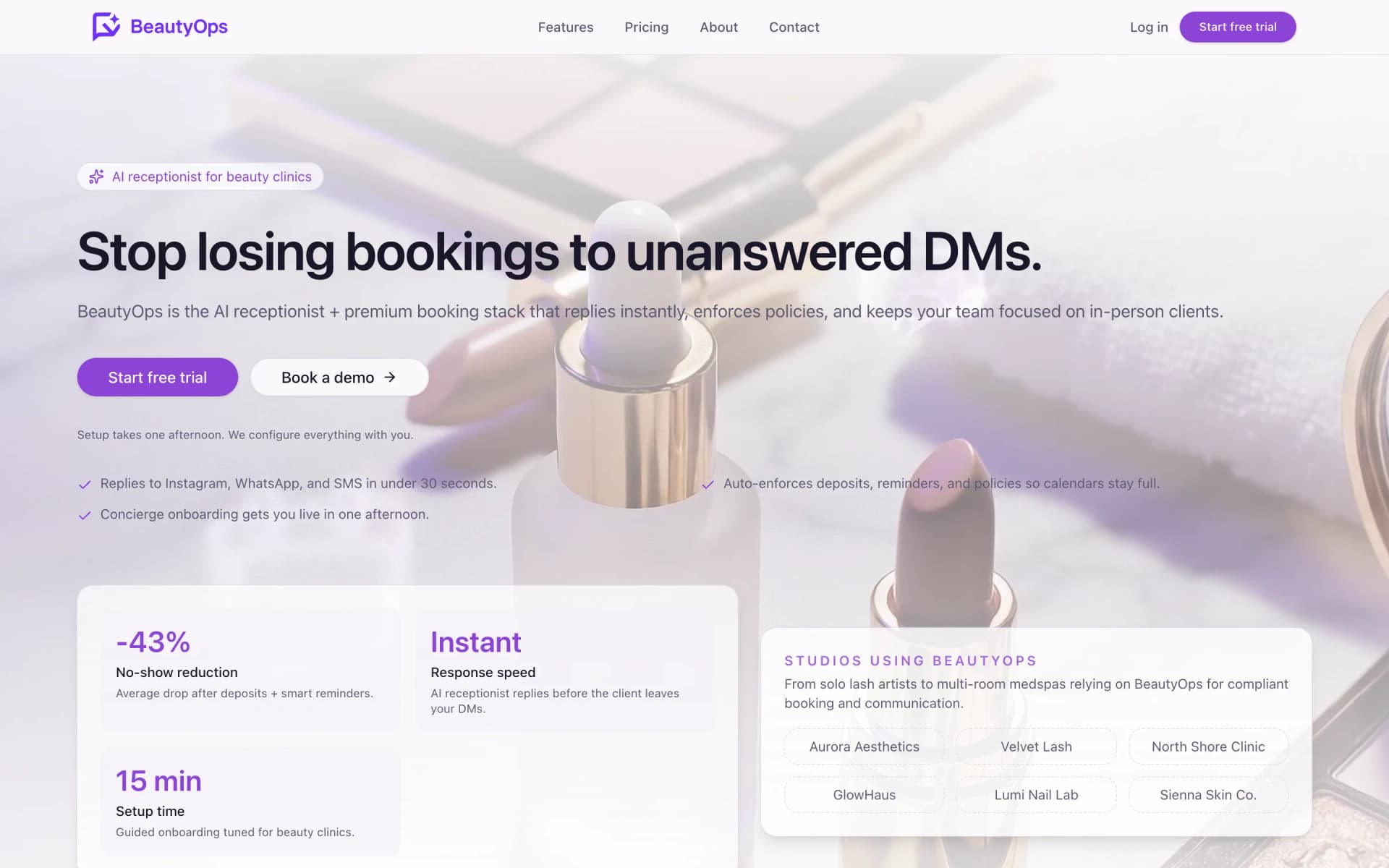 BeautyOps salon platform desktop view