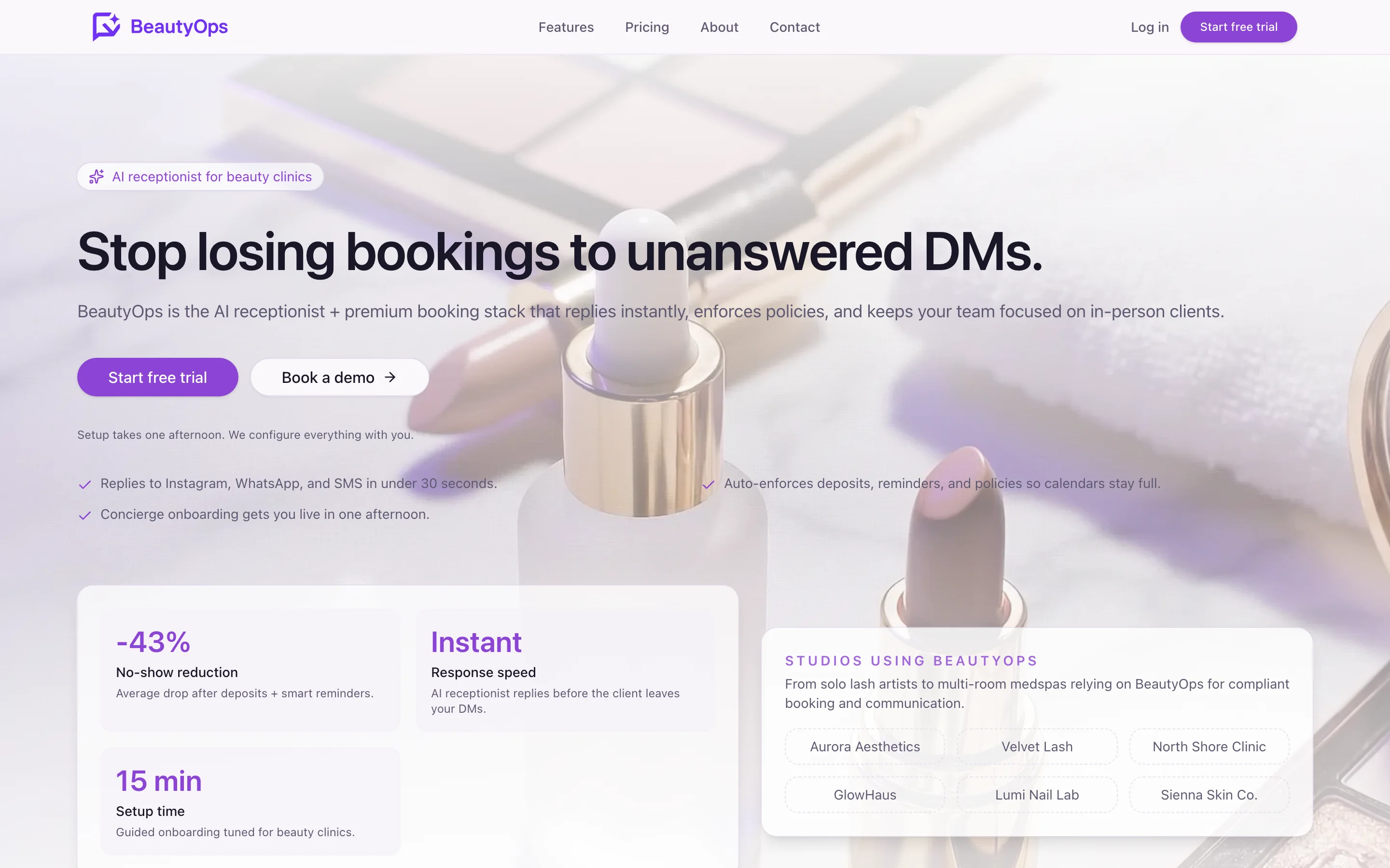 BeautyOps salon operations platform desktop preview