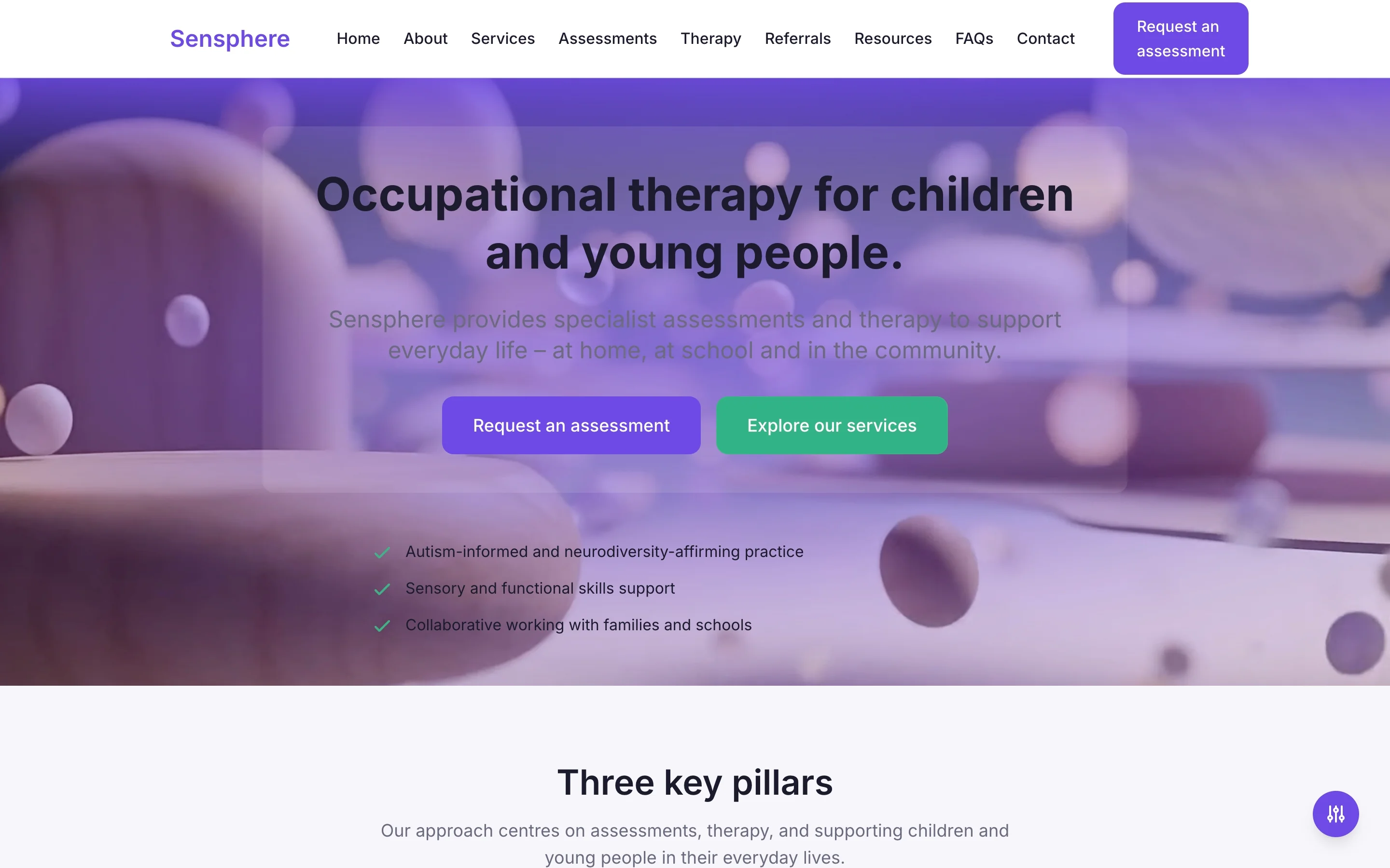 Sensphere clinical platform website preview
